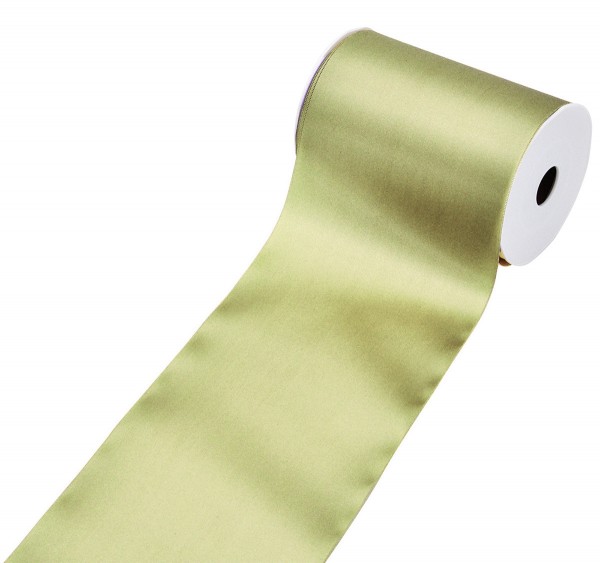 Satinband-Tischband, hellgrün: 150 mm breit / 25 Meter, mit Webkante