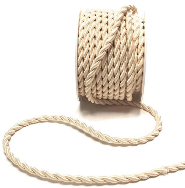 Kordel, gedreht - creme: 6 mm Ø breit / 10-Meter-Rolle