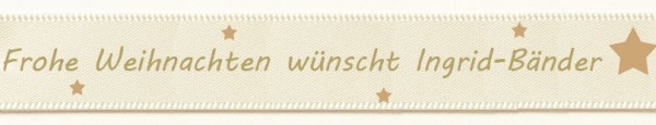 Weihnachts-Satinband individuell bedruckt creme-gold Beispiel