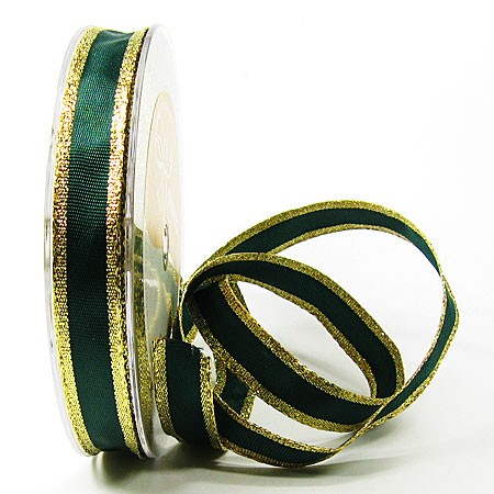 Dekorband Classic 15mm breit / 25m, grün-gold