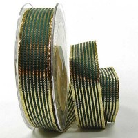 Geschenkband, LINES - grün-Gold: 25mm breit / 25m-Rolle, mit Drahtkante Geschenkband, LINES - grün-Gold: 25mm breit / 25m-Rolle, mit Drahtkante