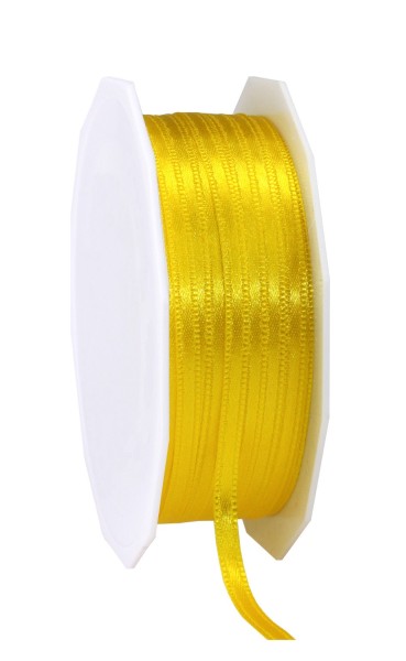 Satinband-PRÄSENT: 3mm breit / 50m-Rolle, gelb