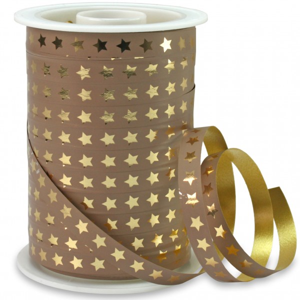 Polyband: CHRISTMAS-STAR: 10mm/100m-Rolle, taupe