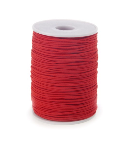 Gummi-Kordel, elastische Kordel: 2 mm Ø breit / 100m-Rolle, rot