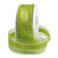 Dekorband-SHINY, lindgrün-silber: 38mm breit / 25m-Rolle Dekorband-SHINY, lindgrün-silber: 38mm breit / 25m-Rolle