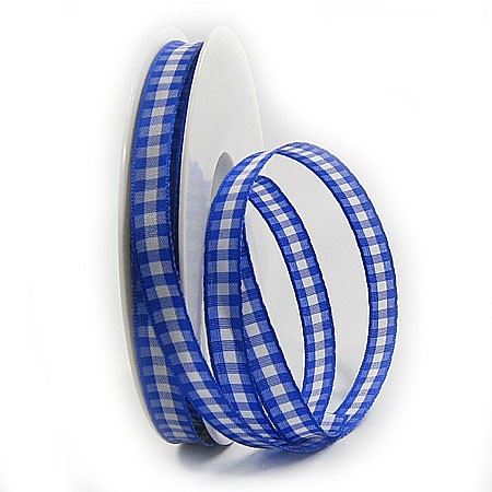 Karoband, blau-weiss: 10mm breit / 25m-Rolle