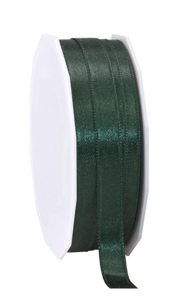 Satinband-PRÄSENT, tannengrün: 10mm breit / 25m-Rolle, mit feiner Webkante.