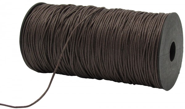 Gewachste Baumwollkordel, braun: 1,5 mm Ø breit / 200 Meter