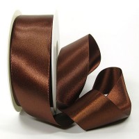 Satinband-SINFINITY, kaffeebraun: 38mm breit / 25m-Rolle, mit feiner Webkante Satinband-SINFINITY, kaffeebraun: 38mm breit / 25m-Rolle, mit feiner Webkante