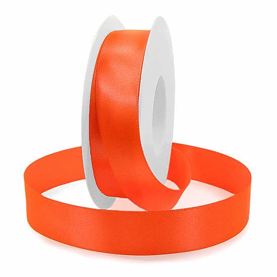 Satinband SINFINITY, neon-orange: 25mm breit / 25m-Rolle, mit feiner Webkante.