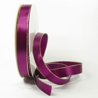 Satinband-VEGAS, mit Lurex-Goldkante: 15mm breit / 50m-Rolle, lila Satinband-VEGAS, mit Lurex-Goldkante: 15mm breit / 50m-Rolle, lila