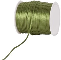 Satinkordel-Seidenkordel: 3mm Ø breit / 100m-Rolle, moosgrün Satinkordel-Seidenkordel: 3mm Ø breit / 100m-Rolle, moosgrün