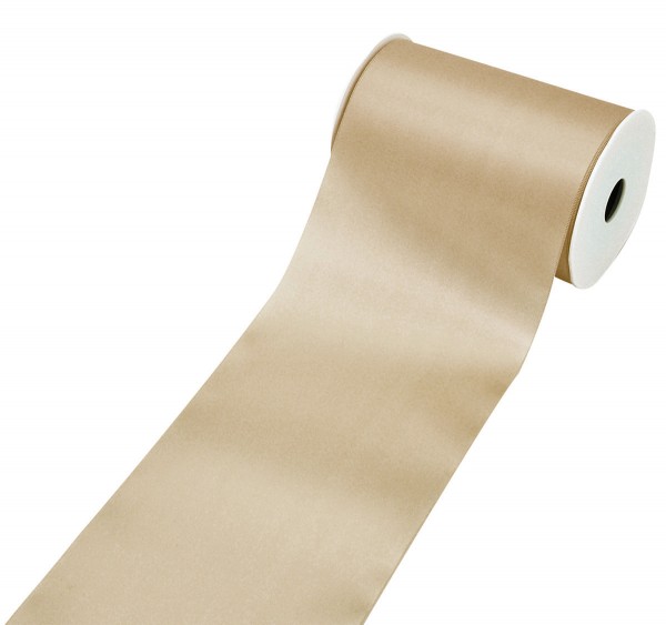 Satinband-Tischband, kaschmir-beige: 150 mm breit / 25 Meter, mit Webkante