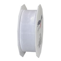 Organzaband-Sheer: 25mm breit / 25m-Rolle, weiss Organzaband-Sheer: 25mm breit / 25m-Rolle, weiss
