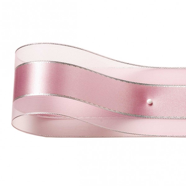 Dekorband-SHINY, rosé-silber: 38mm breit / 25m-Rolle