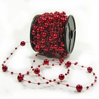 Dekoperlen, rot - 8mm breit / 15m-Rolle. Dekoperlen, rot - 8mm breit / 15m-Rolle.