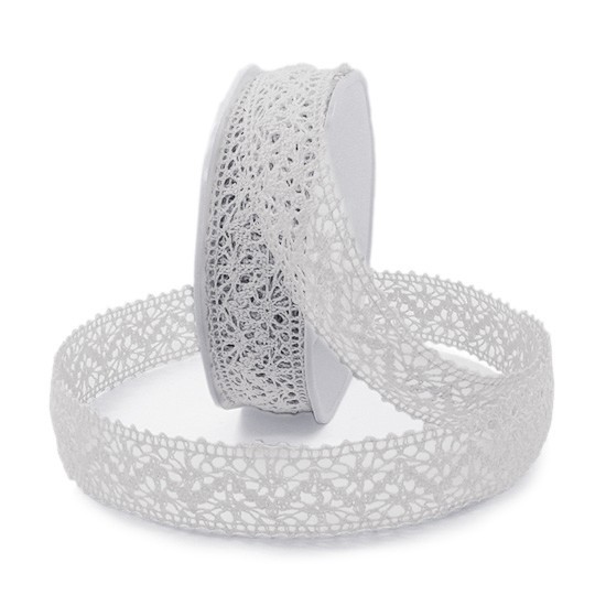 Häkelband, weiß: 22mm breit / 10m-Rolle