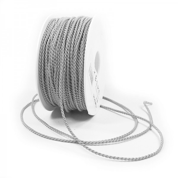 Kordel: 2mm breit / 50m-Rolle, hellgrau