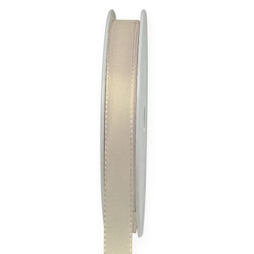 Taftband, creme: 10mm breit / 50-Rolle, mit feiner Webkante