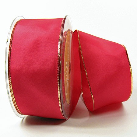 Dekoband Basic: 50mm breit / 25m, rot-gold