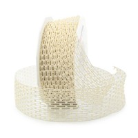 Drahtgitterband-VICTORIA: 40mm breit / 15m-Rolle, creme. Drahtgitterband-VICTORIA: 40mm breit / 15m-Rolle, creme.