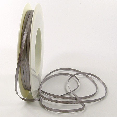 Satinband SINFINITY, silber-grau: 3mm breit / 50m-Rolle, mit feiner Webkante.