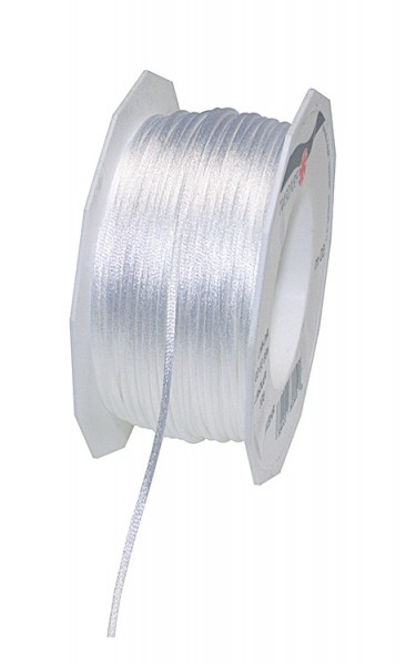 Satinkordel-RHEIN, weiss: 3 mm breit - 50-Meter-Rolle