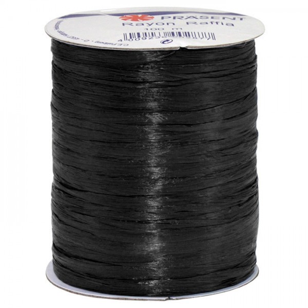 Raffia - RAYON, Bindebast: 5mm breit / 100m-Rolle, schwarz