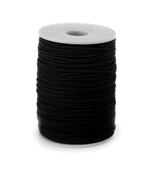 Gummi-Kordel, elastische Kordel: 2 mm Ø breit / 100m-Rolle, schwarz
