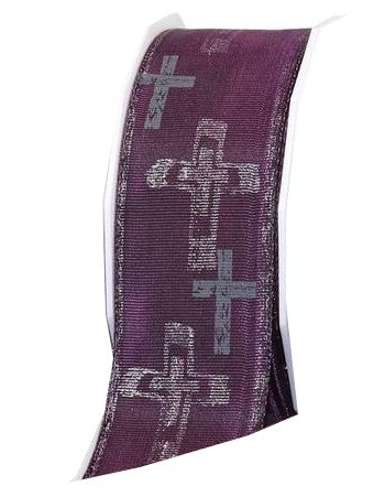 Trauerband-CONDOLENCE, lila-violett: 40 mm breit / 20-Meter-Rolle, mit Drahtkante.