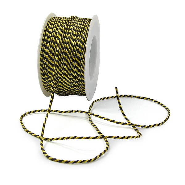 Kordel: 2mm breit / 50m-Rolle, schwarz-gelb