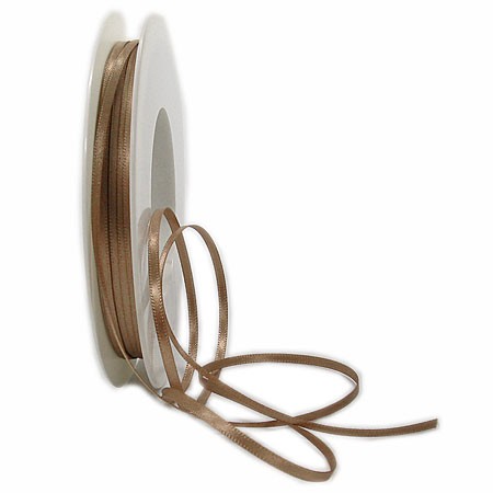 Satinband SINFINITY, bronze: 3mm breit / 50m-Rolle, mit feiner Webkante.