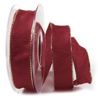 BASIC-Geschenkband, bordeaux-gold: 25mm breit / 25m, mit Lurex-Drahtkante BASIC-Geschenkband, bordeaux-gold: 25mm breit / 25m, mit Lurex-Drahtkante