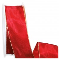 BASIC-Geschenkband: 40mm breit / 25m, rot-gold - mit Draht BASIC-Geschenkband: 40mm breit / 25m, rot-gold - mit Draht