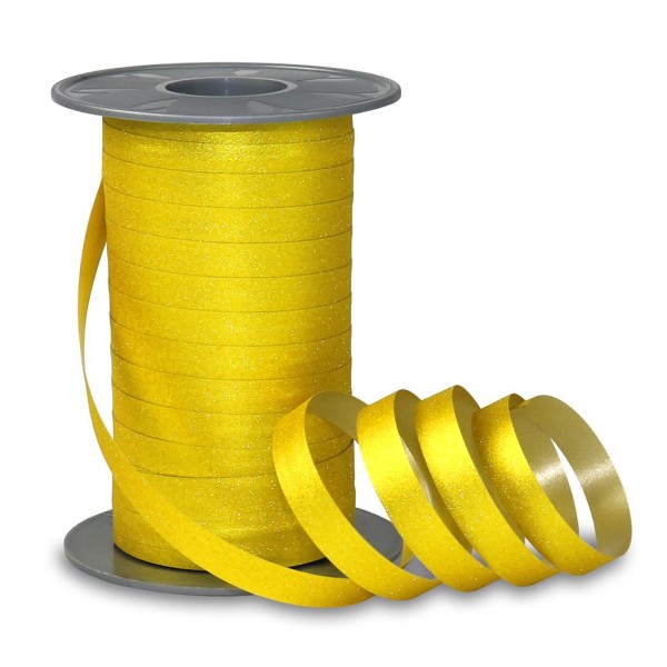 Polyband-Glitter: 10mm breit / 100m-Rolle, gelb