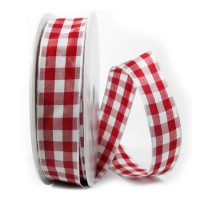 Karoband: 25mm breit / 25m-Rolle, rot-weiss Karoband: 25mm breit / 25m-Rolle, rot-weiss