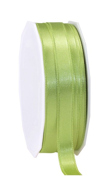 Satinband-PRÄSENT, lindgrün: 15mm breit / 25m-Rolle, mit feiner Webkante.