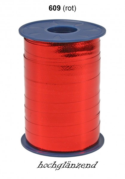 Poly-Ringelband Metallic: 10mm breit / 250m-Rolle, rot