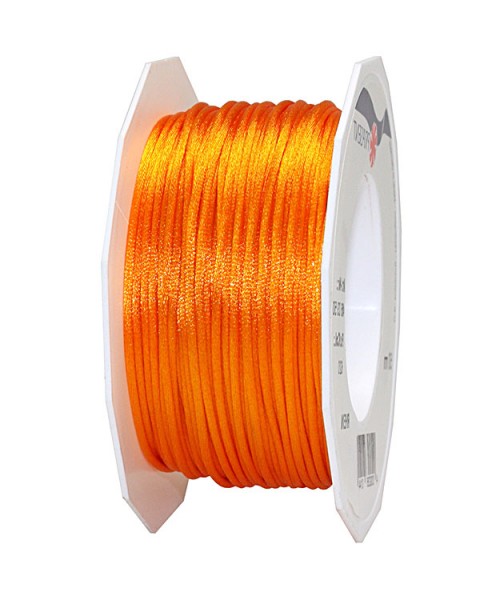 Satinkordel-RHEIN, orange: 3 mm breit - 50-Meter-Rolle