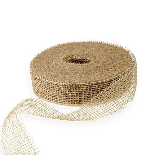 Juteband hart appretiert, Natur: 50mm breit / 40m-Rolle