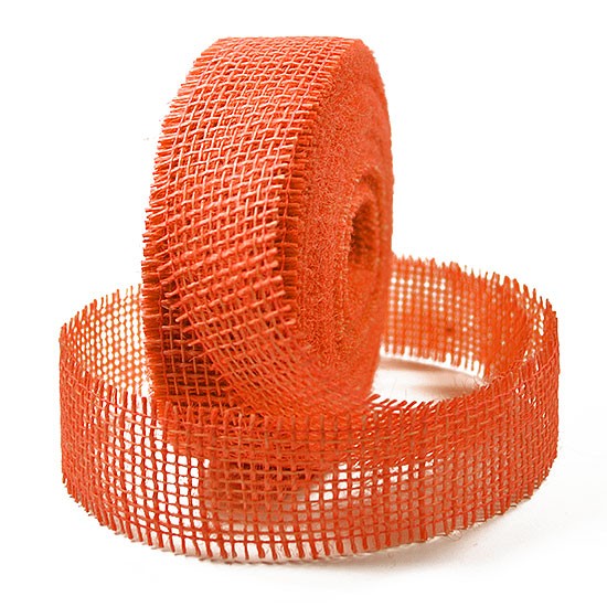 Juteband-Rupfenband, orange: 40mm breit / 20m-Rolle