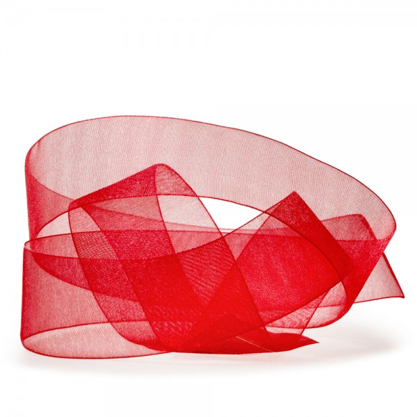 Organzaband-CHIFFON, rot: 40mm breit / 50m-Rolle, mit feiner Webkante.