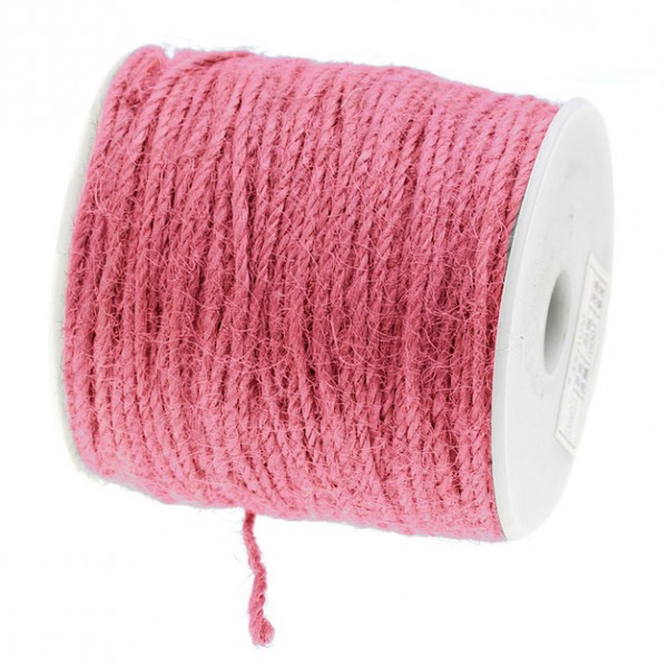 Jutekordel, rosa: 2mm breit / 100m-Rolle.