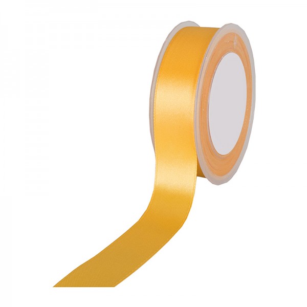 Satinband SIMPEL, gelb: 25 mm breit / 25 Meter, mit einfacher schlichter Webkante.