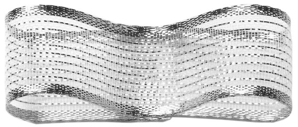 Silberband-IMPERIAL: 38mm breit / 25m-Rolle, mit Drahtkante.