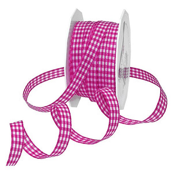 Karoband VICHY: 10mm breit / 20m-Rolle: pink- weiss