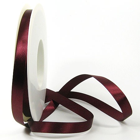 Satinband-SINFINITY, bordeaux: 10mm breit / 25m-Rolle, mit feiner Webkante