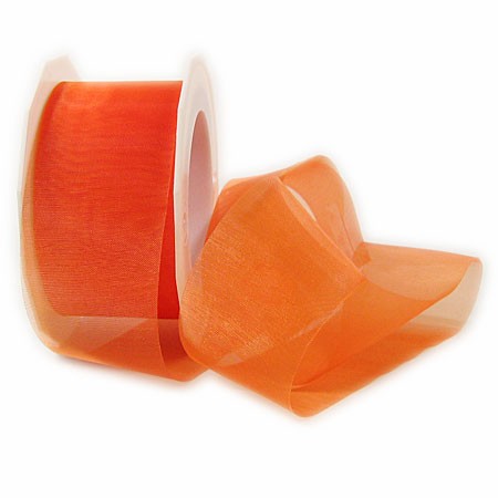 Organzaband-Sheer: 40mm breit / 25m-Rolle, orange.