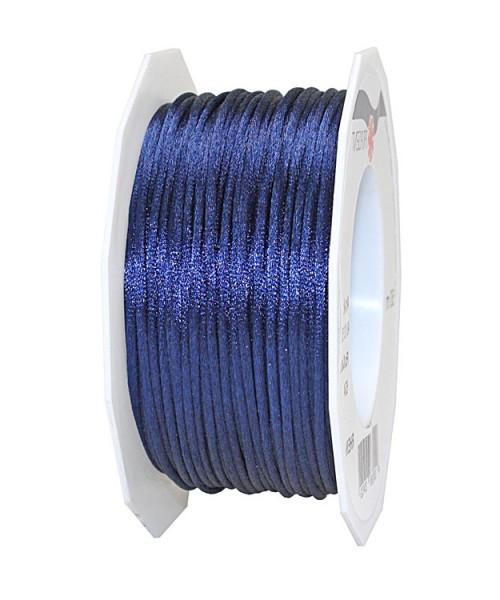 Satinkordel, marineblau: 3 mm breit - 50-Meter-Rolle