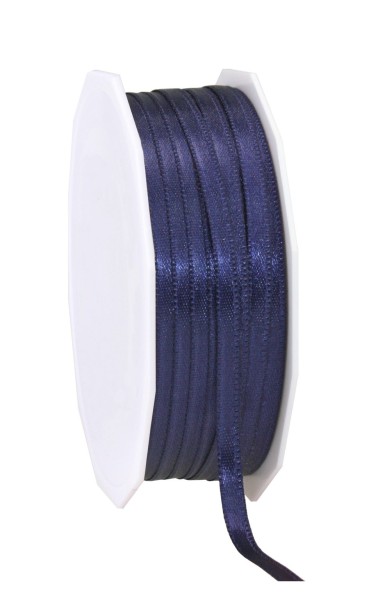 Satinband-PRÄSENT: 6mm breit / 50m-Rolle, dunkelblau.